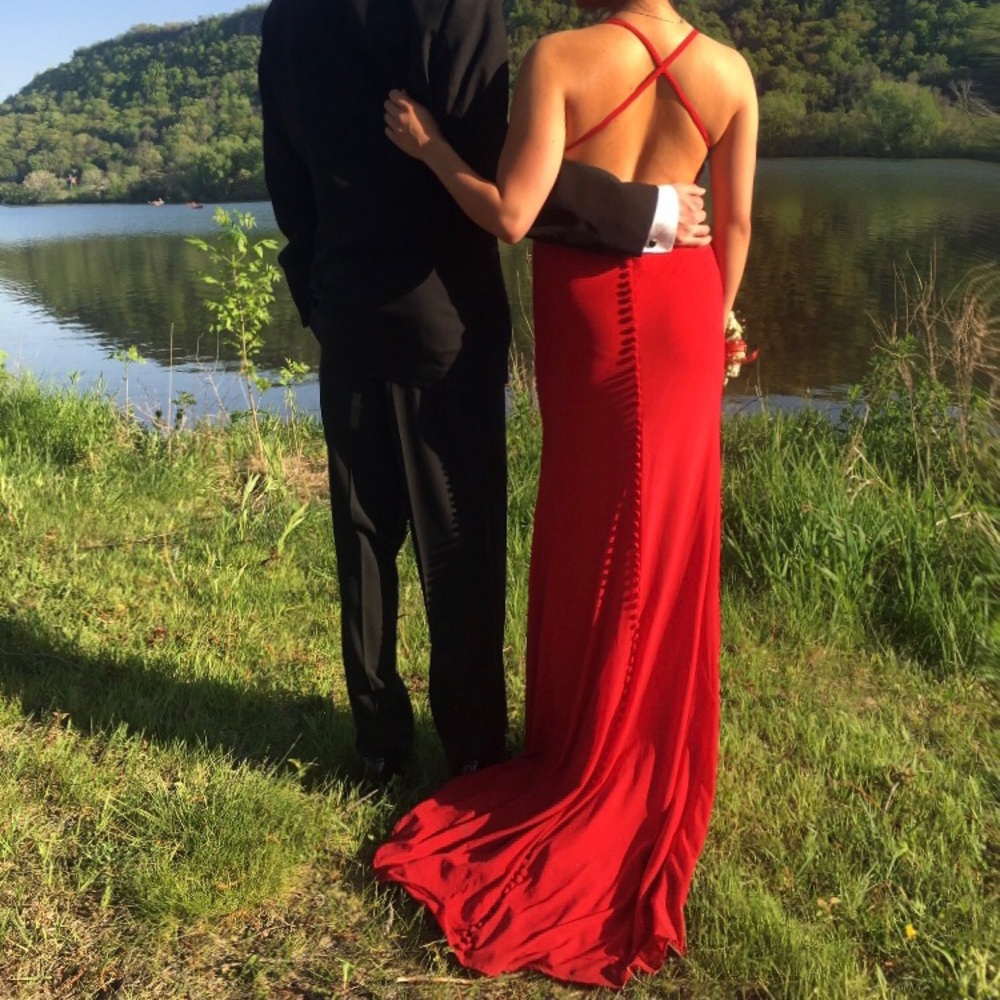 Valentine Red Long Prom Dress With Open Back